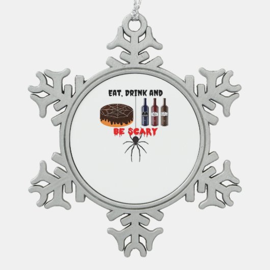 Eat Drink And Be Scary Retro Classic Tin Sneeuwvlok Ornament (Voorkant)
