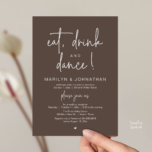 Eat, Drink and Dance, Modern Wedding Reception Kaart