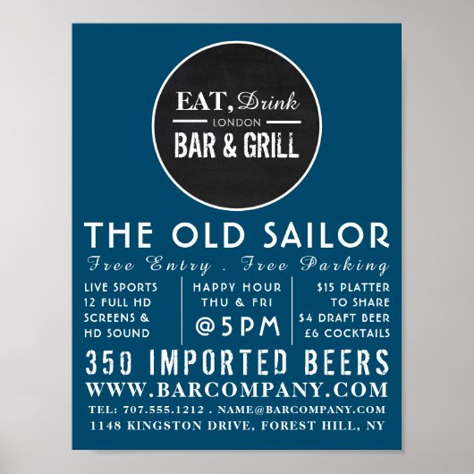 Eat, Drink Bar & grill Logo, Pub/Brewery Poster (Voorkant)