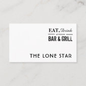 Eat, Drink Bar & Grill, Pub/Brewery Visitekaartje (Voorkant)