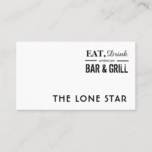 Eat, Drink Bar & Grill, Pub/Brewery Visitekaartje (Voorkant)