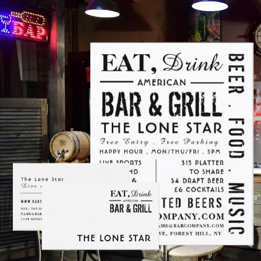 Eat, Drink Bar & Grill, Pub/Brewery Visitekaartje