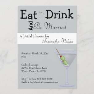 Eat Drink & BE-gehuwde bridal Shower Invitation Kaart