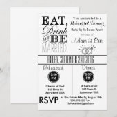 Eat Drink & BE huwelijksrepetitie Kaart (Voorkant / Achterkant)