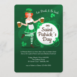 Eat, Drink & BE Irish Invitation Kaart