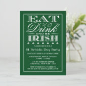 Eat, Drink & Be Irish St. Patrick's Day Invitation Kaart (Staand voorkant)