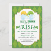 Eat, Drink, BE Irish St Patrick's Party Invitation Kaart (Voorkant)