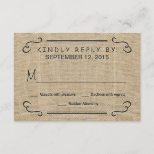 Eat Drink Be Marié Burlap Wedding RSVP