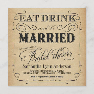 Eat Drink be Married Bridal Shower Invitations