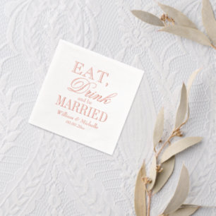 Eat Drink & Be Married custom bruiloftsfeest brons Folie Servetten