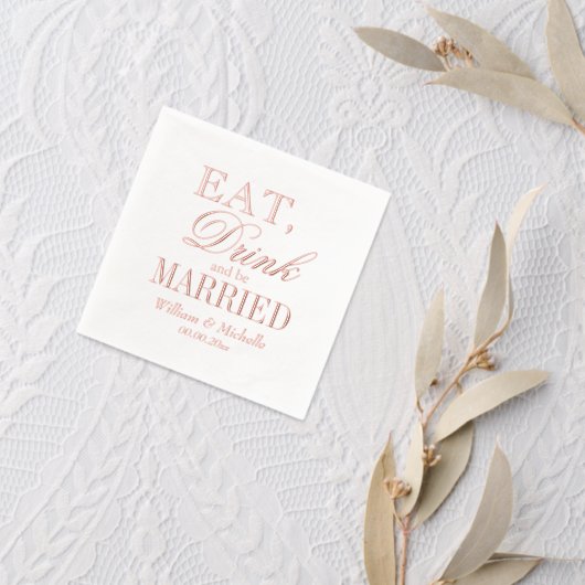 Eat Drink & Be Married custom bruiloftsfeest brons Folie Servetten (Insitu (Huwelijk 2))