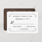 Eat Drink Be Married Rustic Wood Rounded RSVP (Voorkant / Achterkant)