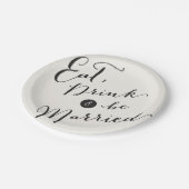 Eat Drink & be Married Script Calligraphy Wedding Papieren Bordje (Gekanteld)