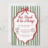 Eat Drink & Be Merry Christmas Party Bow Kaart (Voorkant)