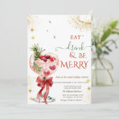 Eat Drink & Be Merry Cocktail Red Bow Invitation (Debout devant)