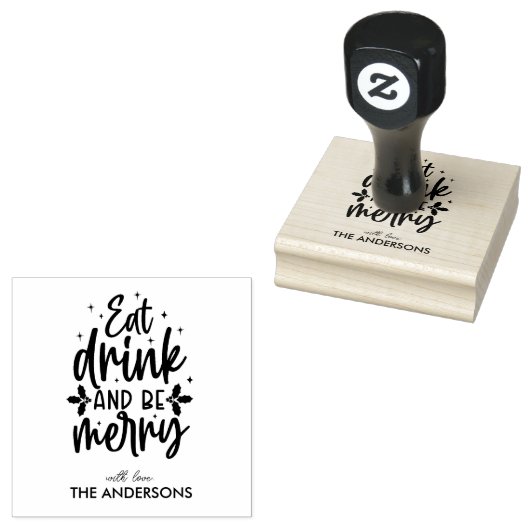 Eat Drink & Be Merry Custom Family Rubberstempel (Gestempeld)