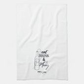 Eat, Drink & Be Merry Custom Name Kitchen Towel Theedoek (Verticaal)