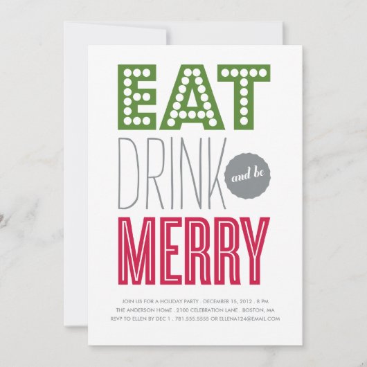 EAT-DRINK & BE-MERRY | HOLIDAIRE INVITATIE KAART (Voorkant)