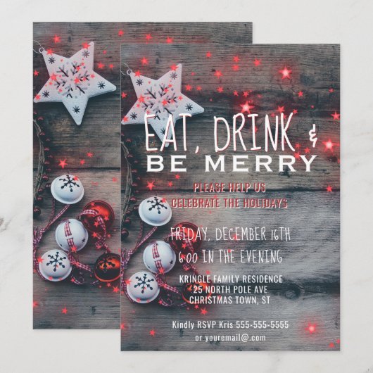 Eat Drink Be Merry Holiday Party Invitation (Devant / Derrière)