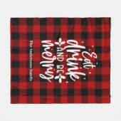 Eat Drink & Be Merry Personalized Buffalo Plaid Fleece Deken (Voorkant (Horizontaal))