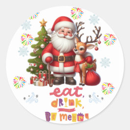 EAT DRINK BE MERRY RONDE STICKER