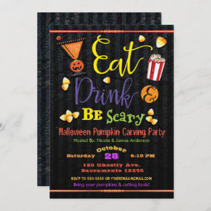 Eat Drink & be Scary Halloween Costume Party Kaart