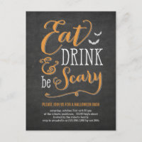 Eat Drink Be Scary Halloween Invitation Briefkaart