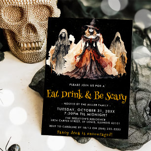 Eat Drink & be Scary Halloween Party Kaart