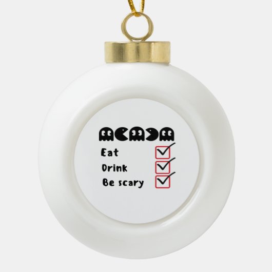 Eat Drink Be Scary Minimal Clean Keramische Bal Ornament (Voorkant)