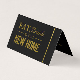 Eat Drink, Black & Gold Change van adreskaart Visitekaartjes
