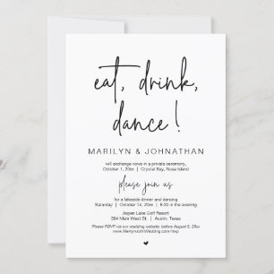 Eat, Drink, Dans, Weddenschap Dinner Party Kaart