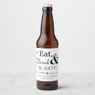 Eat Drink en 60 Throwback 60e verjaardag Bier Etiket