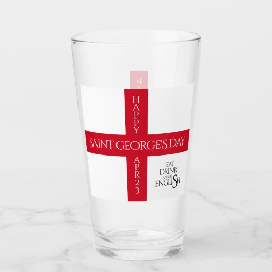 Eat Drink en be English St George's Cross Flag Glas (Voorkant)