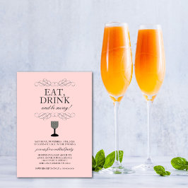 Eat, Drink en BE Merry Cocktail Party Invitation Kaart