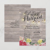 EAT-Drink en gehuwd String Light Rustic Wood Kaart (Voorkant / Achterkant)