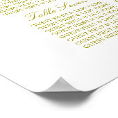 Eat, Drink en gehuwde Gold Seating Chart Poster (Hoek)