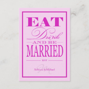 Eat Drink en getrouwd — Roze & Paarse RSVP-kaart RSVP Kaartje