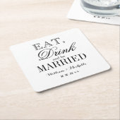 Eat drink en getrouwde fancy bruiloft onderzetters (Schuin)