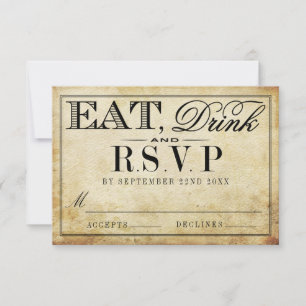 Eat, Drink en huwelijk RSVP Kaartje