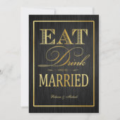 Eat Drink en huwelijk - zwart en goud Kaart (Voorkant)