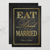 Eat Drink en huwelijk - zwart en goud Kaart (Voorkant / Achterkant)