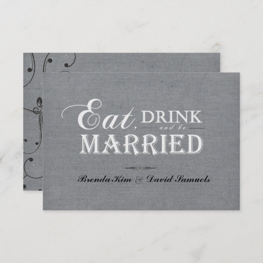 Eat Drink en huwelijksuitnodiging Kaart (Voorkant / Achterkant)
