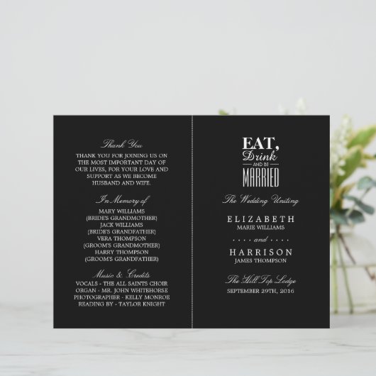 Eat, Drink en huwelijksweddenschap (Staand voorkant)