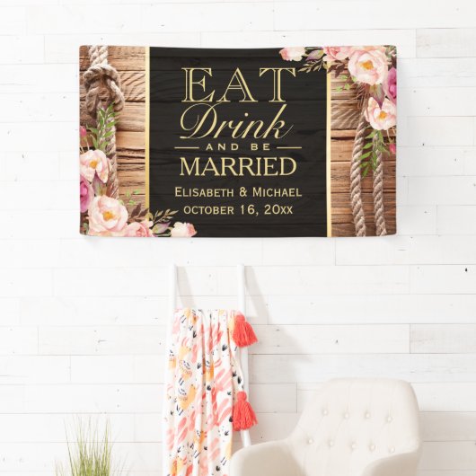 EAT-Drink en met ritssluiting gehuwd hout Spandoek (Insitu)