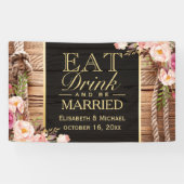 EAT-Drink en met ritssluiting gehuwd hout Spandoek (Horizontaal)