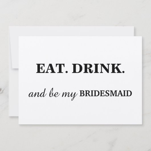 EAT DRINK en m'n BRIDESMAID Kraft. Kaart (Voorkant)