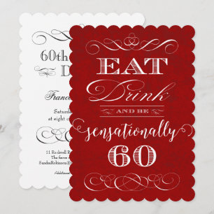 Eat Drink en Sensationally 60 Birthday Party Kaart