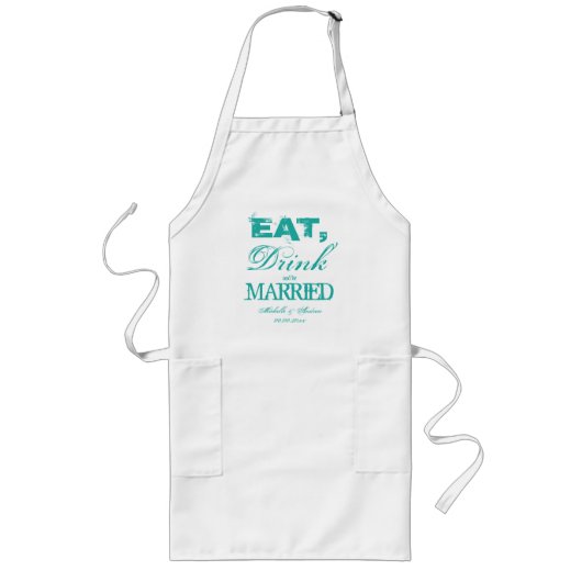 Eat drink en trouwfeest BBQ apron Lang Schort (Voorkant)