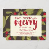 Eat, Drink en vrolijk kerstfeest Kaart (Voorkant / Achterkant)