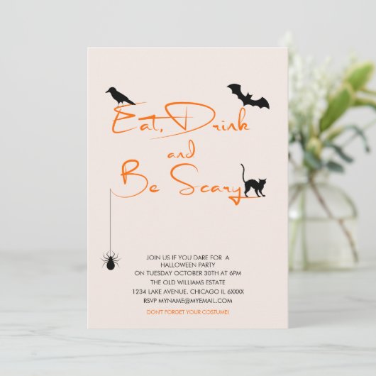 Eat Drink en wees eng Halloween-partijkaart Kaart (Staand voorkant)